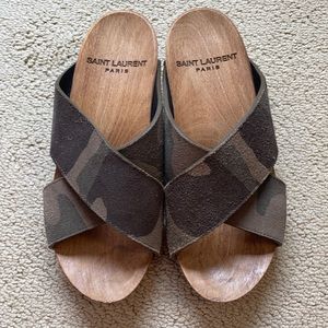 Saint Laurent wood clogs